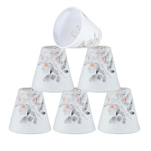 Image of Aspen Creative 51034-6, Empire Clip-On Chandelier Lamp Shade, Off White in Petal Paper, 2 1 /2 inch Top x 5 inch Bottom x 5 inch Slant Height, Set of 6