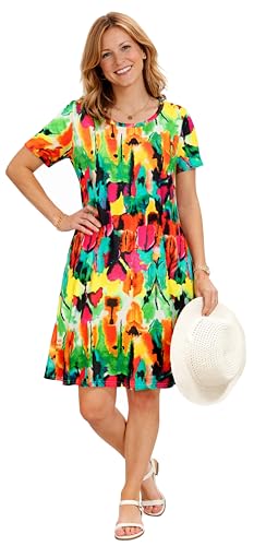 Image of Casual Summer Dresses for Women Beach Sun Dress Short Sleeve Tshirt Dress with Pockets