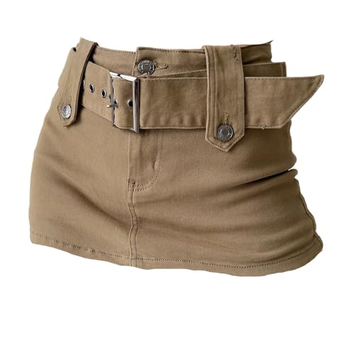 Retro Denim Mini Skirt for Women Belted