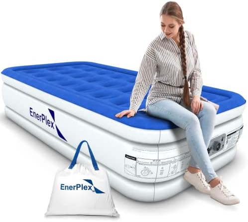 EnerPlex Never-Leak Twin Air Mattress with Built in Pump Raised Luxury
