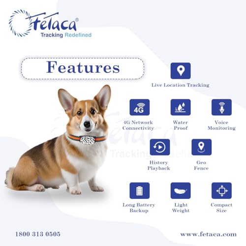 Image of FeTaca New Smart 4G Waterproof Pet GPS Tracker for Dogs, Small Cats & Other Animals with 1 Year Free Subscription of Tracking Platform & Data SIM