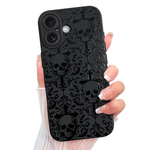 KANGHAR Designed for iPhone 17 Case, Black Goth Aesthetic Skull