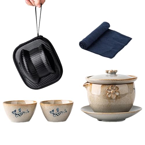 Juego de té japonés con cristalería fina y tazas de cerámica texturizada 2