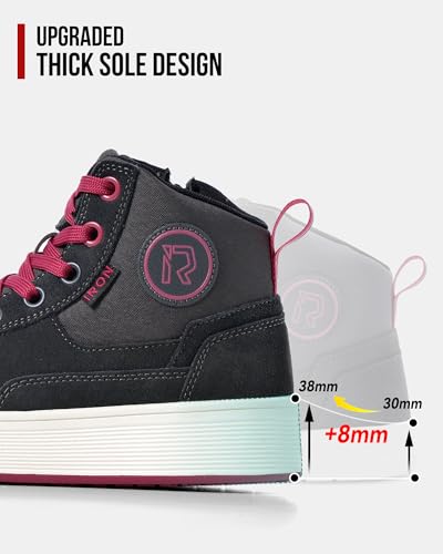 Image of RIDEIRON Motorcycle Shoes for Women and Men, CE Certified, Thickened Anti-Slip Sole, Breathable Casual Motorcycle Riding Boots with Ankle Support, Shift Pad (Pink 8 Men /9.5 Women)