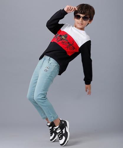 Image of KYDA KIDS 100% Cotton Unisex Boys and Girls Hoodies | Hooded Neck Chest Printed Full Sleeve Sweatshirts for Unisex