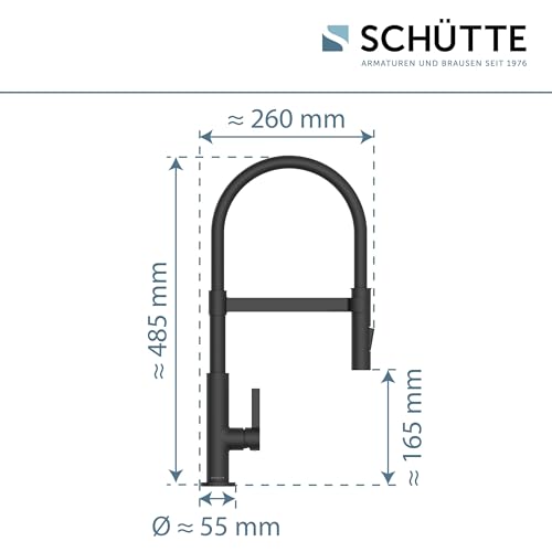 SCHÜTTE 79147 MIAMI Küchenarmatur 360° mit Soft Touch Schlauch, Einhebelmischer mit ausziehbarer, magnetischer Geschirrbrause, Mischbatterie für die Spüle, Wasserhahn Küche Schwarz Matt
