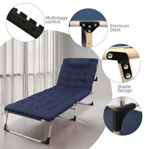 CHENDY Folding Camping Cot W/Mat, Adjustable 4-Position Folding Cot Oversize Cots for Sleeping Camping Bed Folding Cot for Camping W/Pilllow Mattress - Image 6