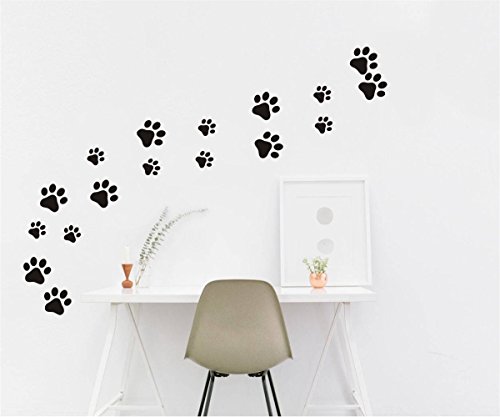 49 Pieces/Set Dog Paws Wall Decals Vinyl Pawprints Sticker Animal Footprint Wall Art Decoration For Kids Boy Girl Baby Nursery Bedroom Living Room Animal Tracks Decor Ymx21 (Black) #TOP2