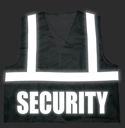 Conspiracy Tee Security Safety Vest in Black with Silver/Reflective Design, High Visibility Vest - Thumbnail 4