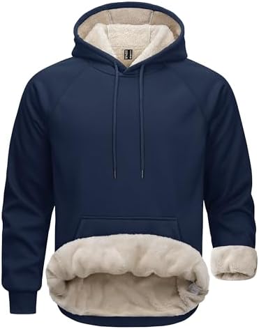 MAGCOMSEN Hoodie Herren Fleecepullover Warm Kapuzenpullover Männer Pullover | Baumwolle Fleece Hoodie,Winter Warm Pullover,Langarm Sweatshirt Herren,Gefüttert Hoody,Fleecepullover