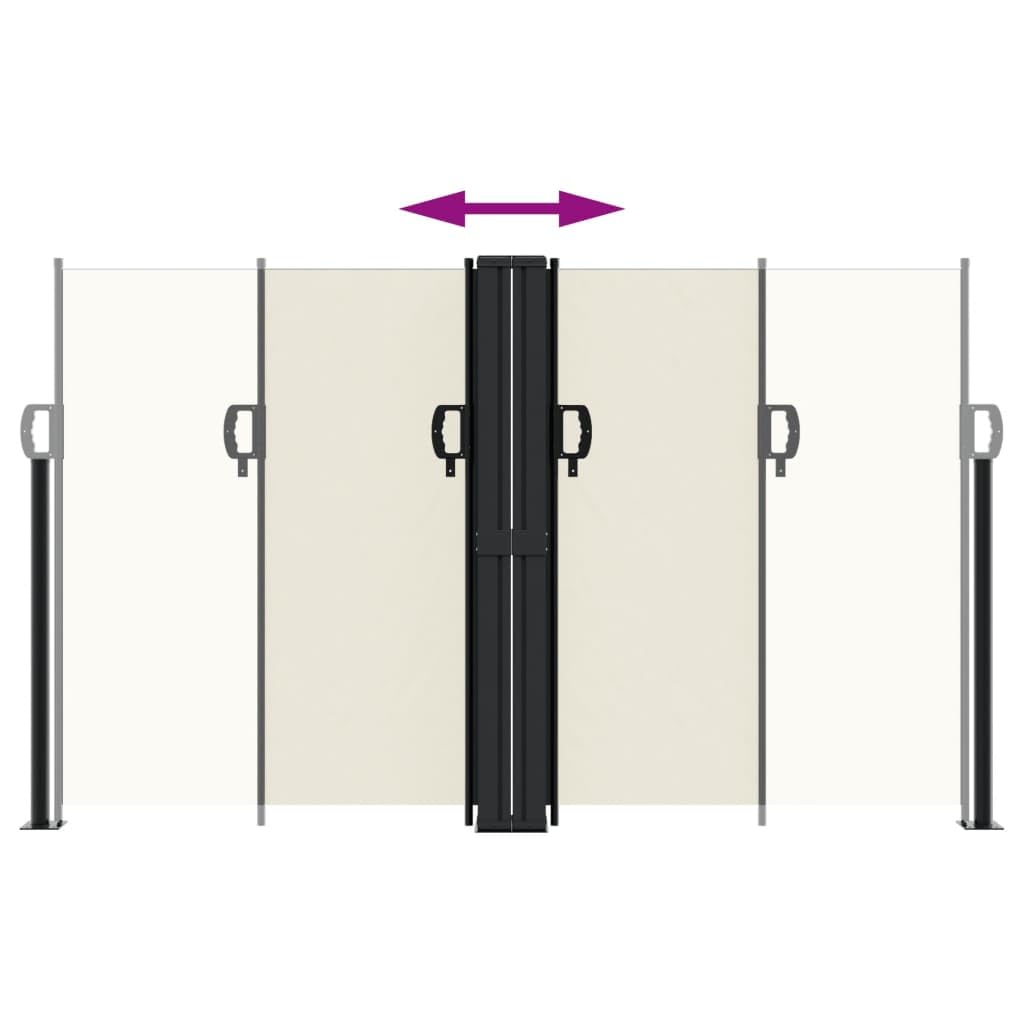 Retractable Double Side Awning, 140 x 1200 cm, poliéster crema