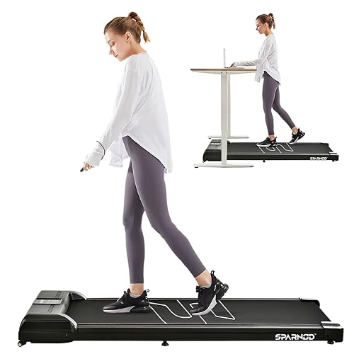 Image of Sparnod Fitness STH-3004 Walking Pad Treadmill for Home Use & Office-Work and Walk, Ready to Use, LED Display, Remote Control, Non-Slip Belt, Shock Reduction, Space-Saving, Bluetooth Speakers