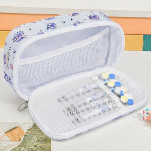 Image of FunBlast Pencil Pouch for Girls- Kawaii Pencil Pouch, Aesthetic Pencil Case Organizer, Large Capacity Stationary Organizer Case, Multipurpose Zipper Pouch for Kids & Adults (White-B)
