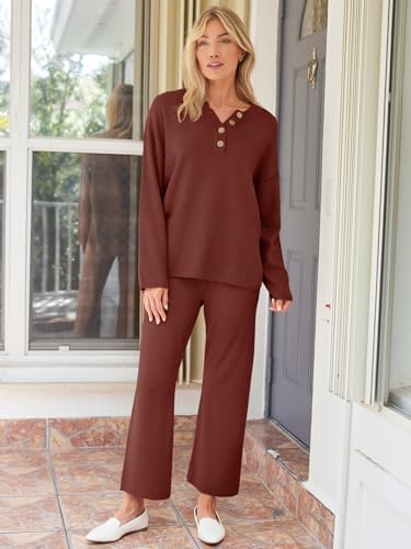 Image of LILLUSORY Women's 2 Piece Lounge Sets Oversized Slouchy Matching Cozy Knit Sets