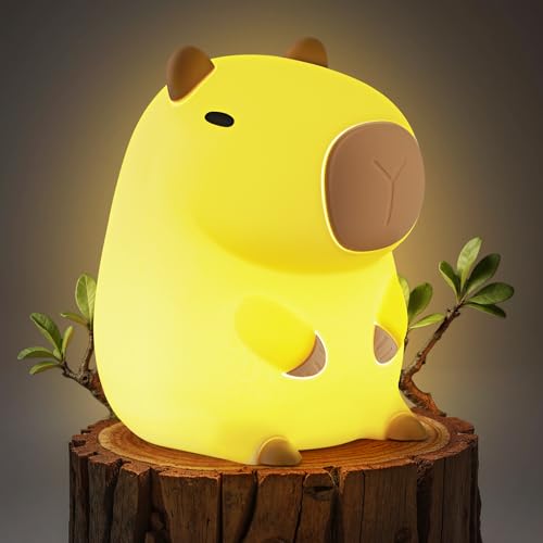 Capybara - Luz nocturna para niños, bonita lámpara de silicona para guardería, lámpara de noche regulable, suave al tacto, adorables lámparas de animales recargables, regalos Kawaii para decoración de