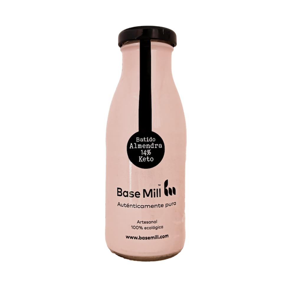 Base Mill Pack de 20 Batidos de Almendra Ecológicos – 250 ml– 5 Sabores: Natural, Dátil, Cacao, Canela, Vainilla – 100% Vegano, Sin Azúcares Añadidos, Sin Gluten, Alto en Proteínas, Bajo en Grasa