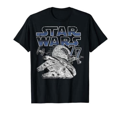 T-shirt Star Wars Falcon Epic Battle 77 vêtement geek vintage coton noir col rond