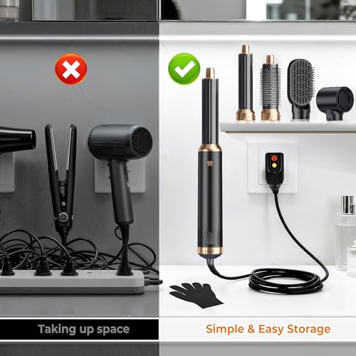 Image of 5 in 1 Blow Dryer Brush Set, Hot Air Styler Negative Ion Air Curling Wrap Air Curler Low Heat Hair Care, Round Brush Blow Dryer Hair Styling Tools Gift for Dry,Volumize,Straight,Curl, 110-120V