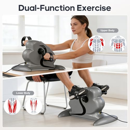 Image of Motorized Exercise Bike for Seniors with Leg Support, Electric Pedal Exerciser for Arm & Leg Exercise Remote Control 10 Adjustable Speeds Forward & Reverse Pedaling LCD Display for Home Use