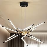 Modern Chandelier,Black and Gold Chandelier 12 Light LED Dimmable Pendant Lights,Easy to Install Cei