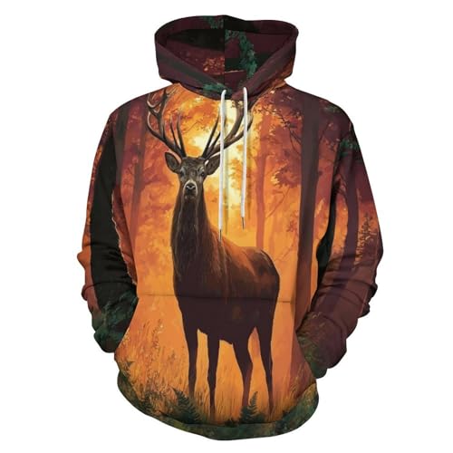 Sweat à capuche cerf majestueux pour homme et femme en style décontracté