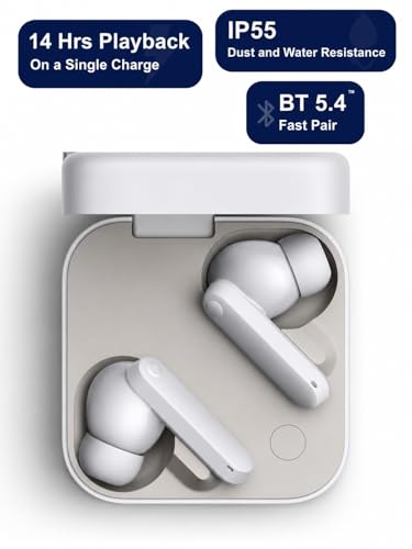 Image of Clear Cut Fast Charging Support 61 Hours Total Battery Wireless Bluetooth 5.4 Earbuds and Dual Device Switching(White)