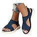 riou Sandalias Deportivas ortopédicas para Mujer Moda Zapatos con Punta Abierta Cuña Lavable de Verano Sandalia para Caminar, Azul, 41