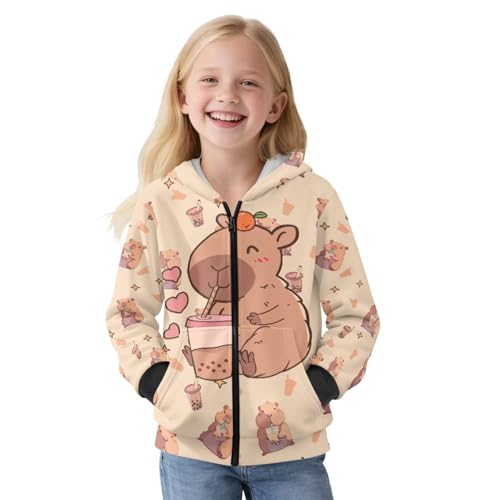 Girls' Outerwear Jackets Kids Soft Fleece Sweatshirts Zip up Hoodie with Pockets Casual Fall Outfits Printed2