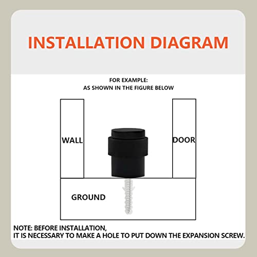 Sanato Black Cylindrical Floor Mounted Stainless Steel 304 Door Stop Door Stopper With Black Rubber, 4 Pack #TOP4