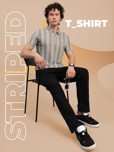 Image of Lux Nitro Men's Striped Polo T-Shirt | Cotton Blend Half Sleeve Collared T-Shirt for Man | Regular Fit Casual Wear