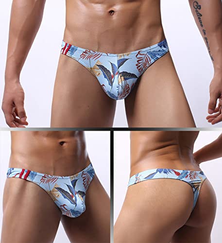 Faringoto 10 Pack Men's Supersoft Thongs Low Rise Lightweight Underwear Colorful Printed G-String #TOP2