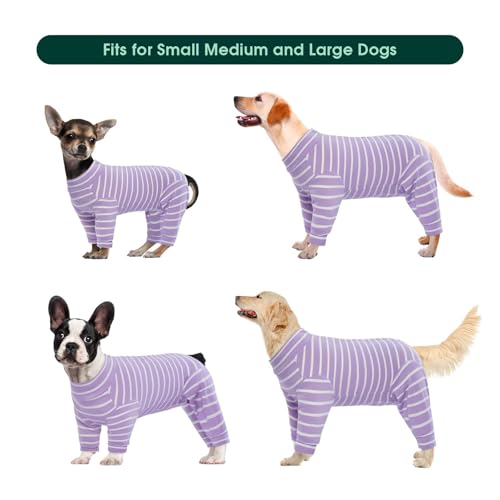 Image of Kuoser Recovery Suit for Medium Dogs After Surgery, Long Sleeve Dog Surgery Recovery Suit, Dog Onesie for Abdominal Wounds Skin Disease, Purple M