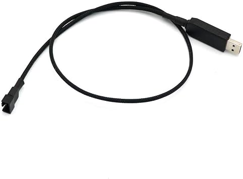 Angitu Y Splitter USB Fan Adapter Cable Speed 5V 12V Step-Up USB to Fan Dual 3Pin 4Pin PC Sleeved Power Cable with Switch 12V Straight, Black Sleeve