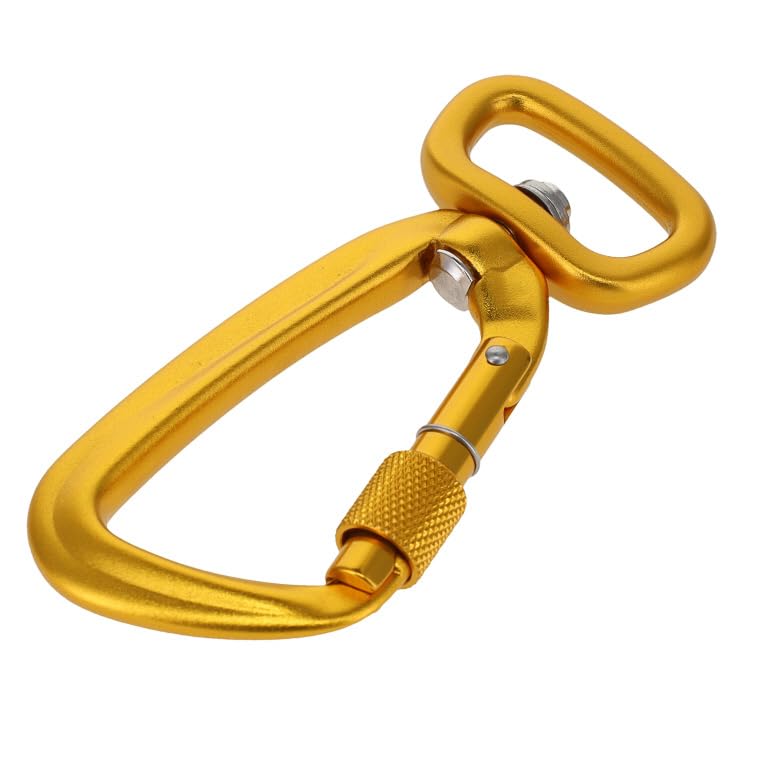 Buckleguy.com C5810 Gold Semi-Matte, Screw Lock Swivel Carabiner, Aluminum