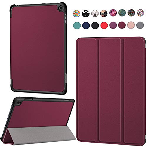 Fire HD 8 2020/Fire HD 8 Plus 2020 用の ケース Fire HD 8/8 Plus 2020 第10世代 用の カバー タブレットケース 全面保護型 三つ折りスタンド 正面合成革 オートスリープ機能 スマートカバー 耐衝撃