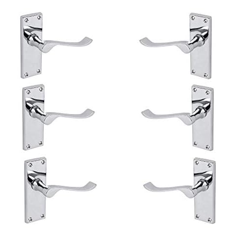Designer Levers 3 Pairs of Victorian Scroll Door Handle in Polished Chrome 106mm x 42mm Backplate - Interior Use Door Handle Cover