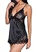 Anyou Women Sexy Sleepwear Lace Slip Satin Nightgown with Adjustable Spaghetti Straps Black X-Large