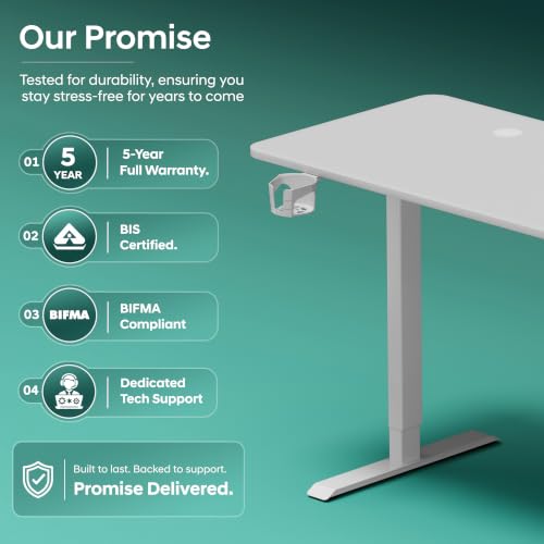 Image of Neurac Velocity Height Adjustable Table, Evt White, 140x60cm | 80-120 Kg Weight Capacity 5 Year Warranty Sit-Stand Table 3 Memory Preset