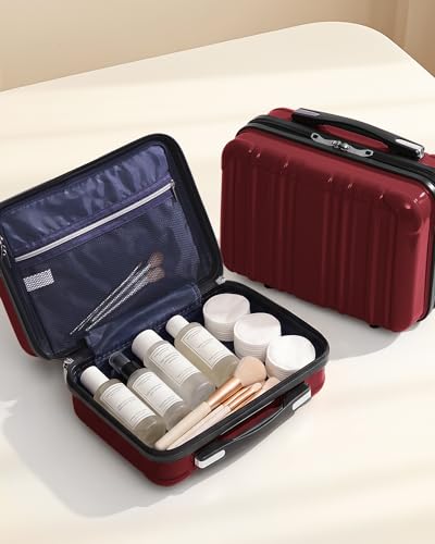 Image of Coolife Luggage Sets, 5 Piece Durable Suitcase, Lightweight Carry on Luggage with PC+ABS Hardshell, Dual Spinner Wheels, TSA Lock and YKK Zipper(wine wind new, 5 piece set)