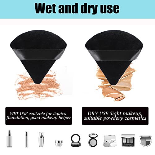 Jassins 12Piece Cotton Powder Puff Set,Super Soft Triangle Puffs For Wet And Dry Makeup Application - Ideal For Concealer,Loose Powder,Body Powder,Foundation And Blush (Black) #TOP2