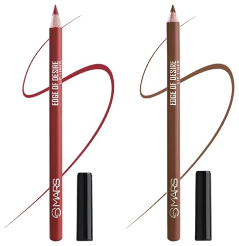 Image of MARS Matte Lip Liner One Swipe Smooth Long Lasting Lip Pencil (1.4gm) (12-BROWN MOCHA, 06-RED TEASE)