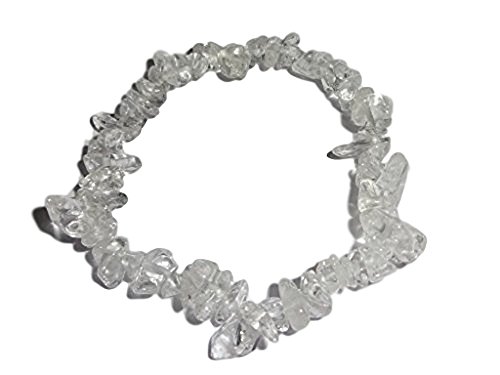 Sublime Gifts 1pc Natural Healing Crystal Clear Quartz Chip Gemstone 7 Inch Stretch Bracelet