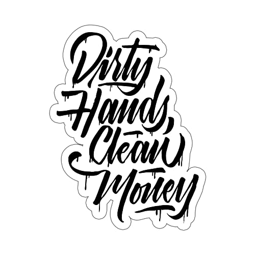 (3pcs) Dirty Hands Clean Money Stickers, Hard Hat Sticker, Funny Stickers for Adults, Prank Meme Vinyl and Waterproof Decals for Mechanics, Electricians, Union 3'