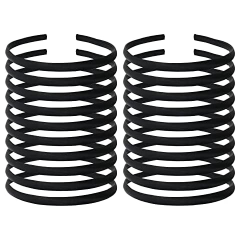 20 Pack Black Satin Cloth Headbands Cover