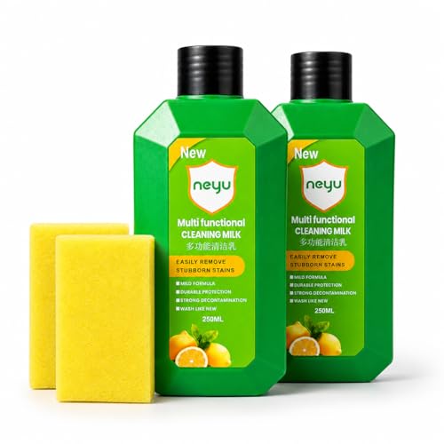 Image of NEYU Multi Functional Cleaning Milk With Sponge - Heavy Duty Multipurpose Cleaner for Kitchen, Bathroom & Household Tough Stain Removal with Sponge (2 Piece)