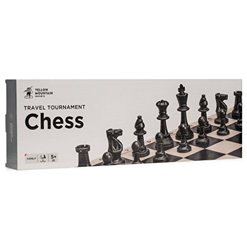 Yellow Mountain Imports Regulation Tournament Roll-Up Staunton Chess Game Set (19.75-Inch) With Travel Bag, 2 Extra Queens, And Weighted Chessmen - Black #TOP7