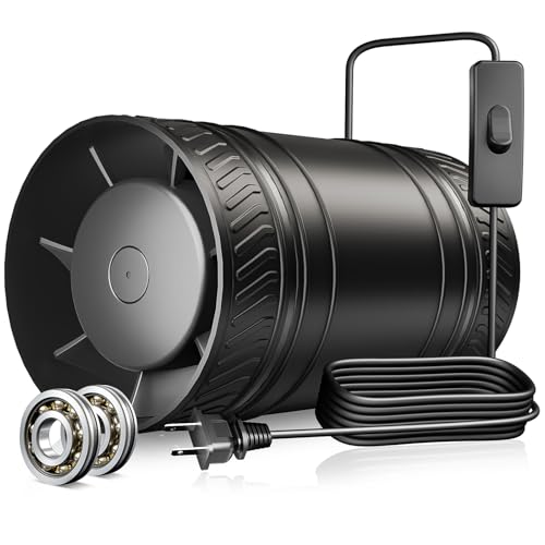 ONVEAN 4 Inch Inline Fan with Switch, Upgraded Inline Duct Fans High-Efficiency Exhaust Duct Fan, Low Noise HVAC Ventilation in Basement Bathroom Workshop Attic Grow Tent FP122A
