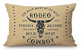 Vintage Rodeo Cowboy Cotton Linen Throw Lumbar Pillow Case Cushion Cover Home Office Decorative Rect