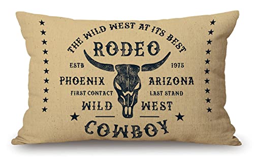 Vintage Rodeo Cowboy Cotton Linen Throw Lumbar Pillow Case Cushion Cover Home Office Decorative Rectangle 12 X 20 Inches #TOP28