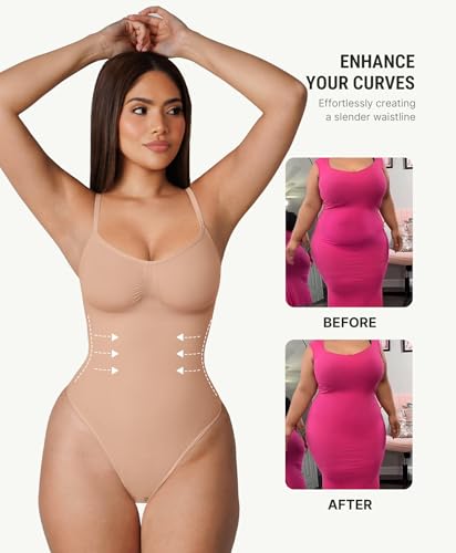 Image of FeelinGirl Body Shaper for Women Tummy Control Seamless Shapewear Bodysuit Thong Slimming Body Shaper 3XL-4XL